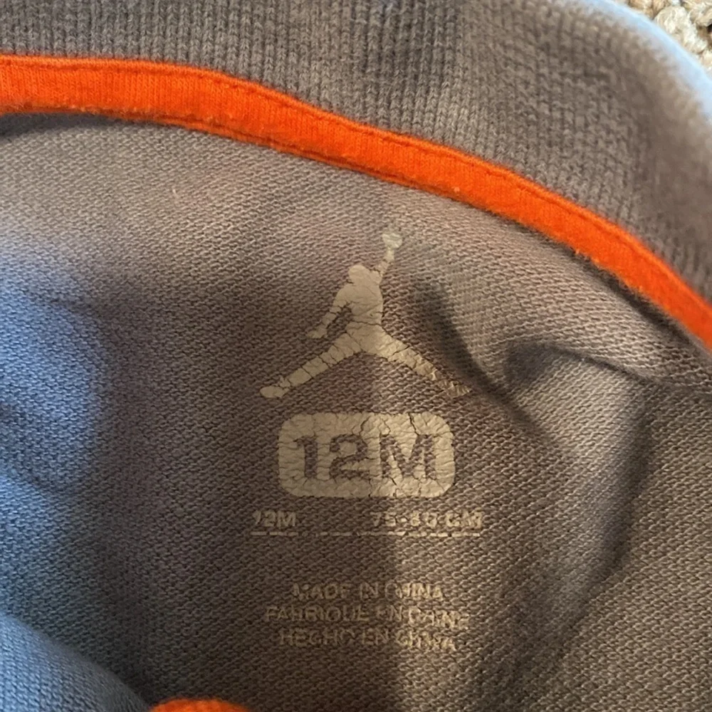 Air Jordan Gray& Orange Collard Onesie Size 12 Months in Like New Condition